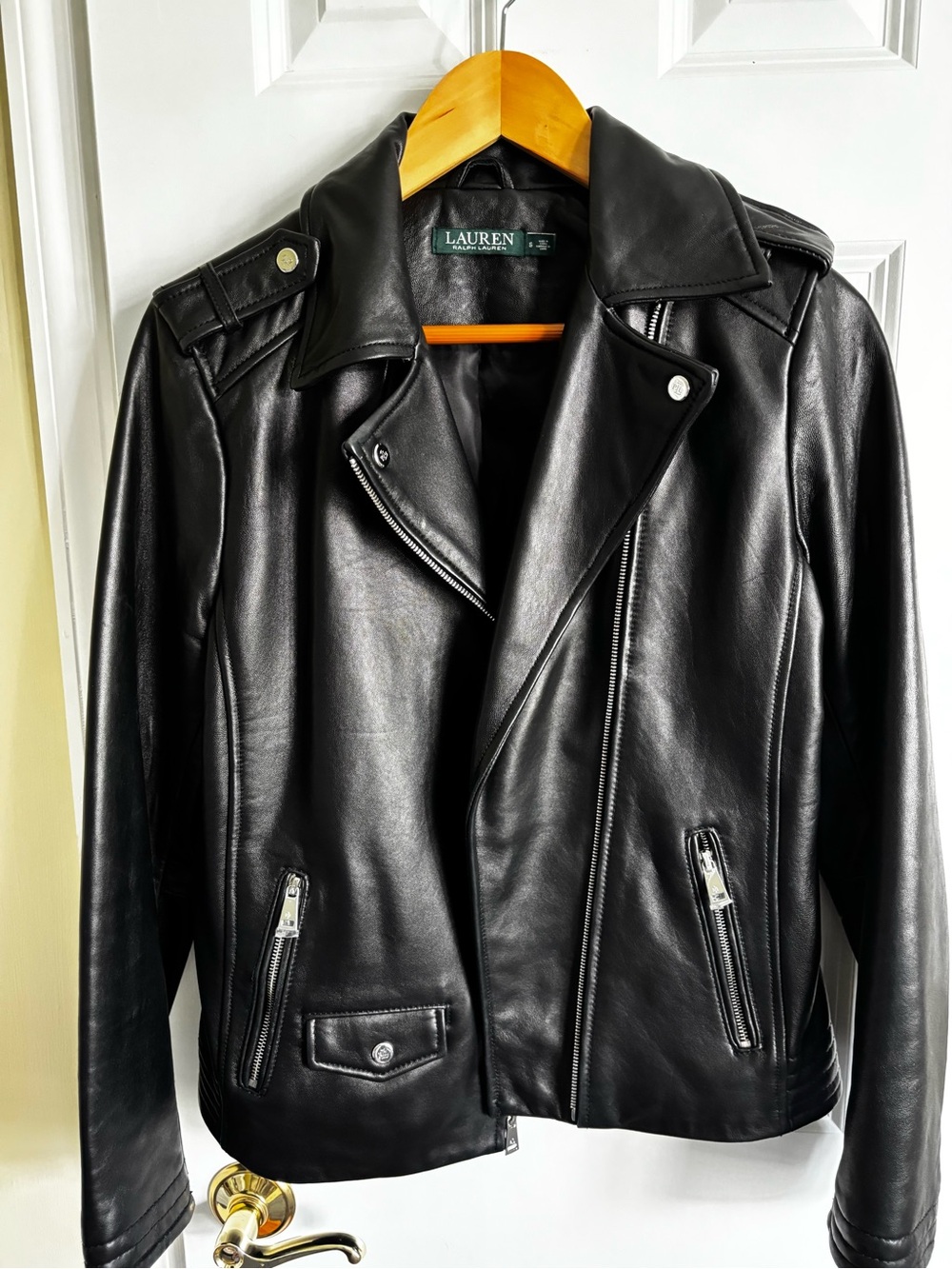Lauren Ralph Lauren Black Leather Moto Jacket